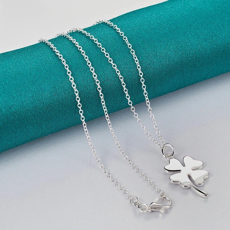 925 Sterling Silver Four Leaf Clover Pendant Necklace Women 16-30 Inch Chain