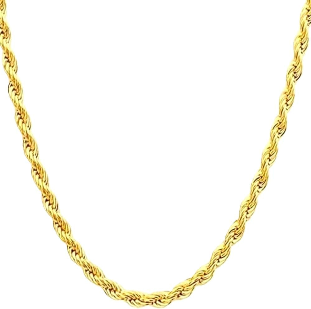 14K Real Solid Gold Diamond Cut Twisted Rope Chain Unisex 1.5-4.2Mm W 16‑36In