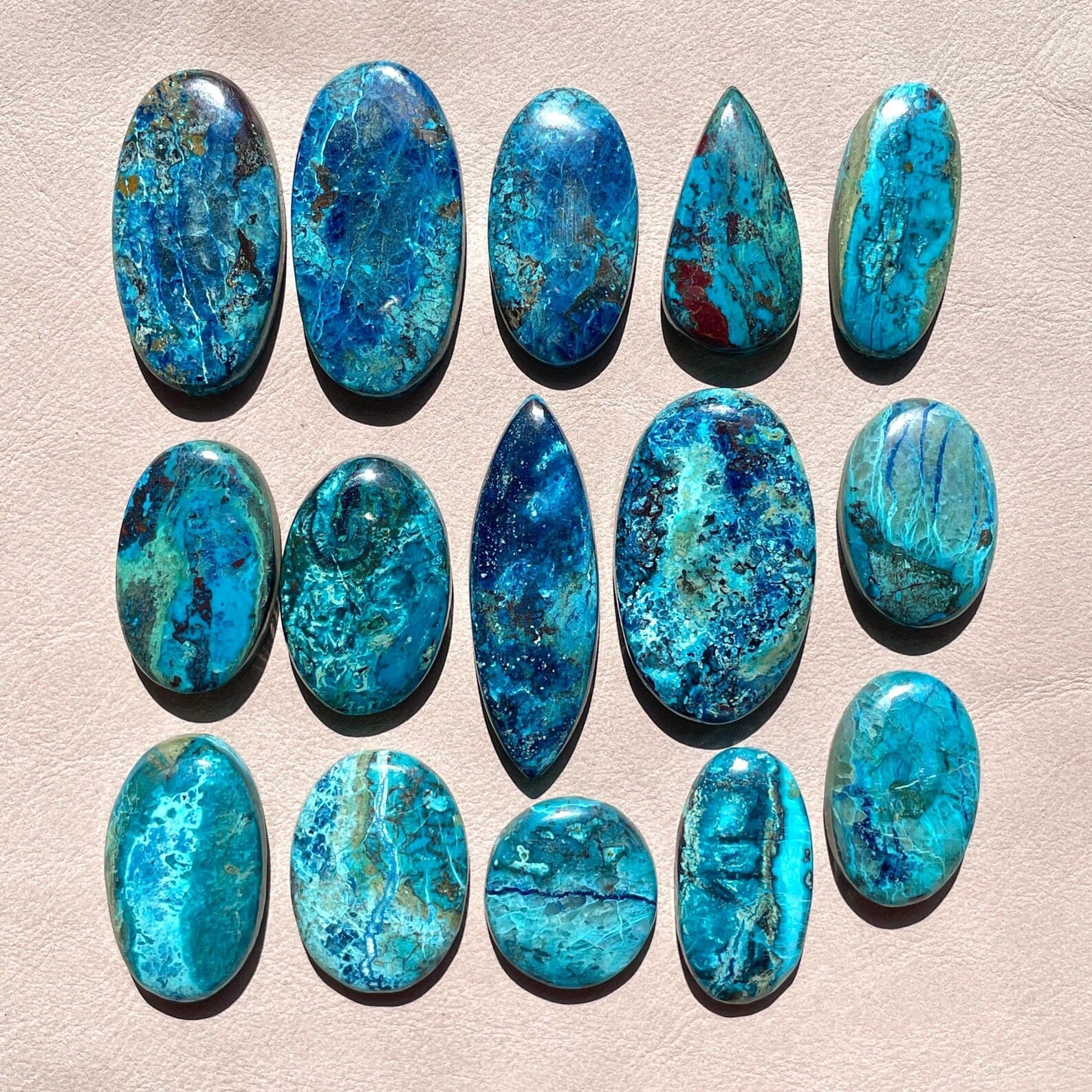 Natural Shattuckite & Cuprite Azurite Cabochon – Flat back Loose Gemstone Lot
