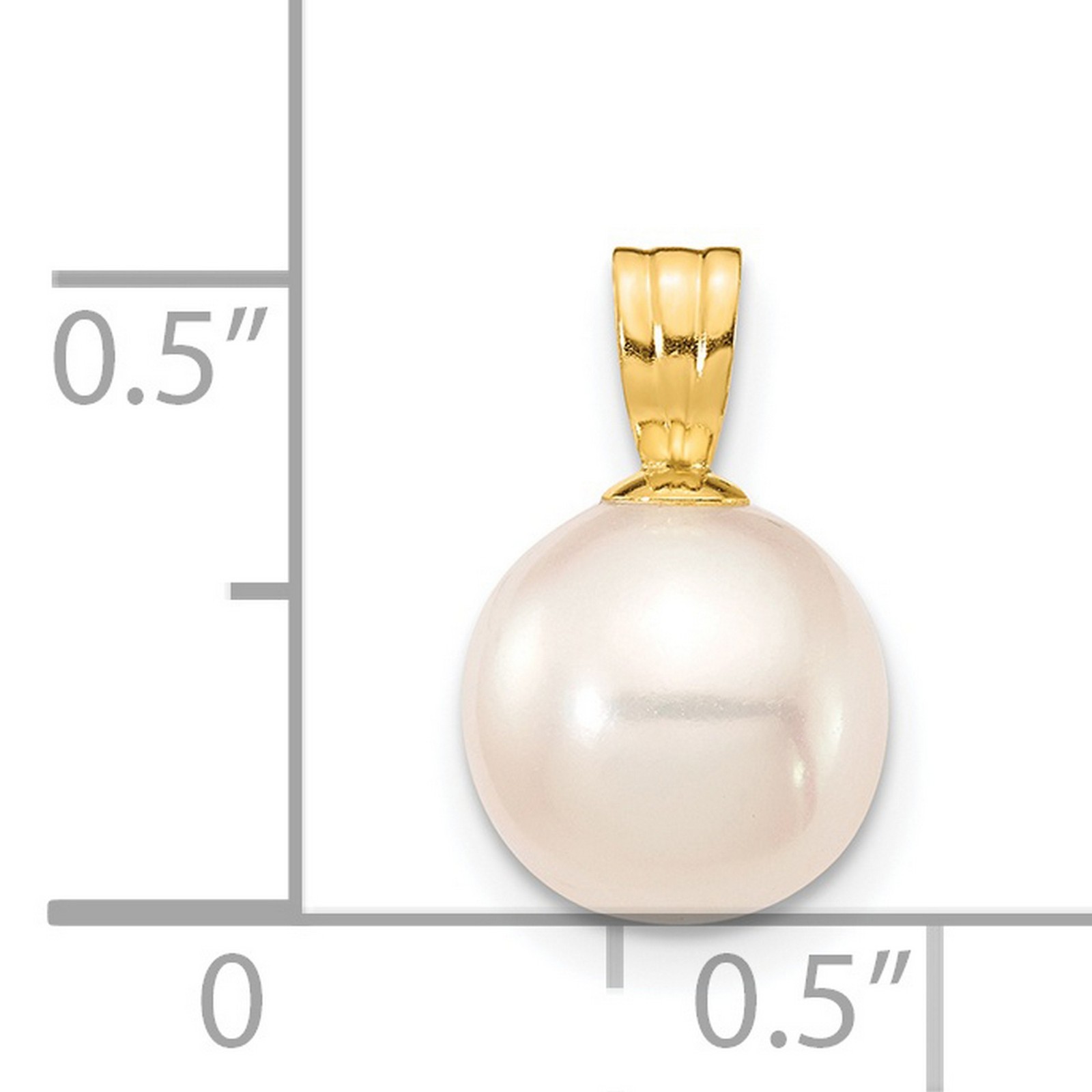 14k Yellow Gold Solid Pearl Charm Pendant 14mm