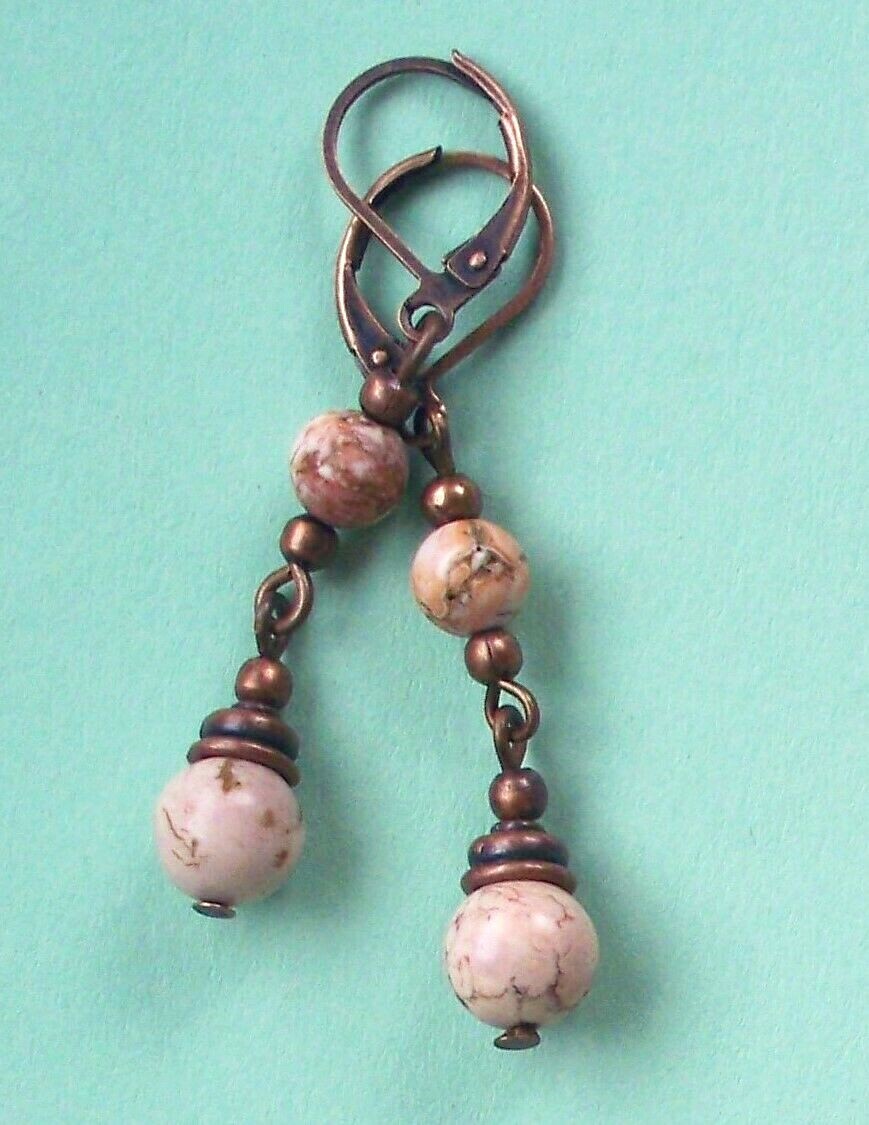 white HOWLITE drops & dangle Lever back handcrafted YOU CHOOSE X3