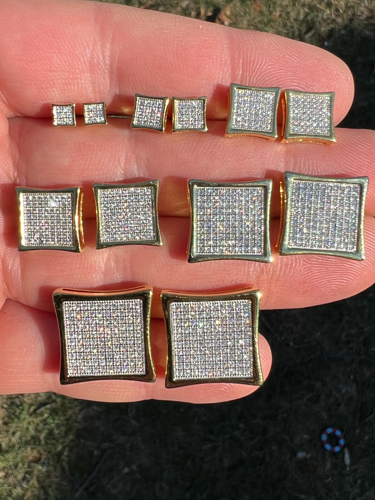 Moissanite Square Kite Earrings Passes Tester 4mm-18mm 14k Gold Plated Over 925