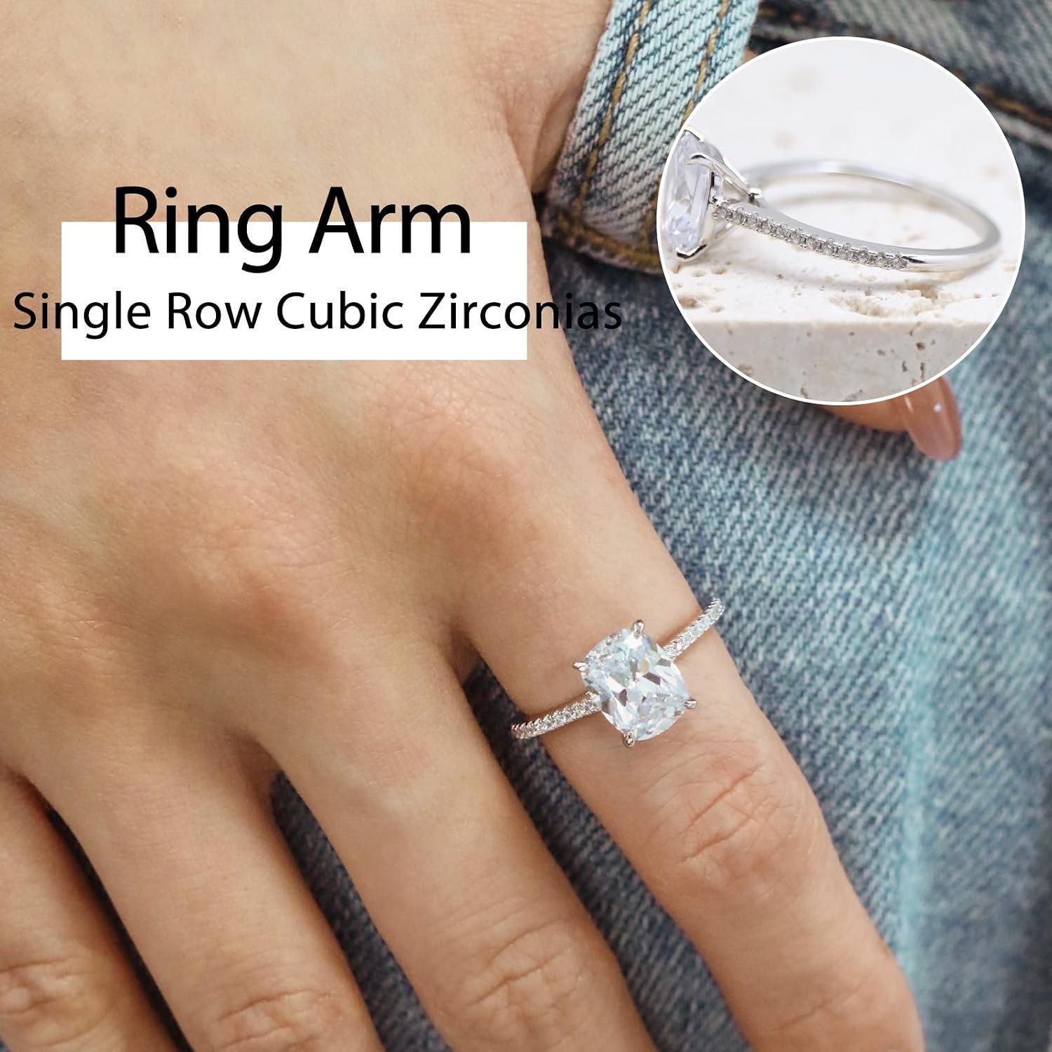 1.5-5CT Multi Cut CZ Solitaire Engagement Ring S925 Silver 18K White Gold Plated