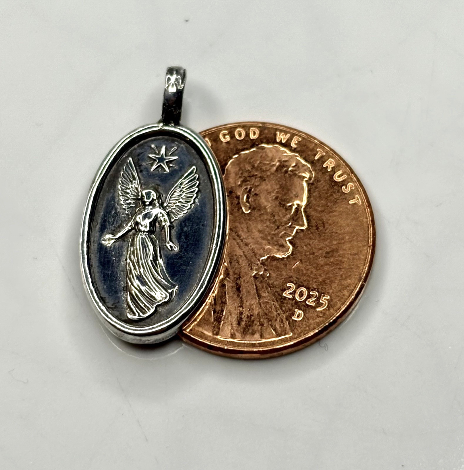 Fine pure Silver 999. guardian angel Minimalist Pendant