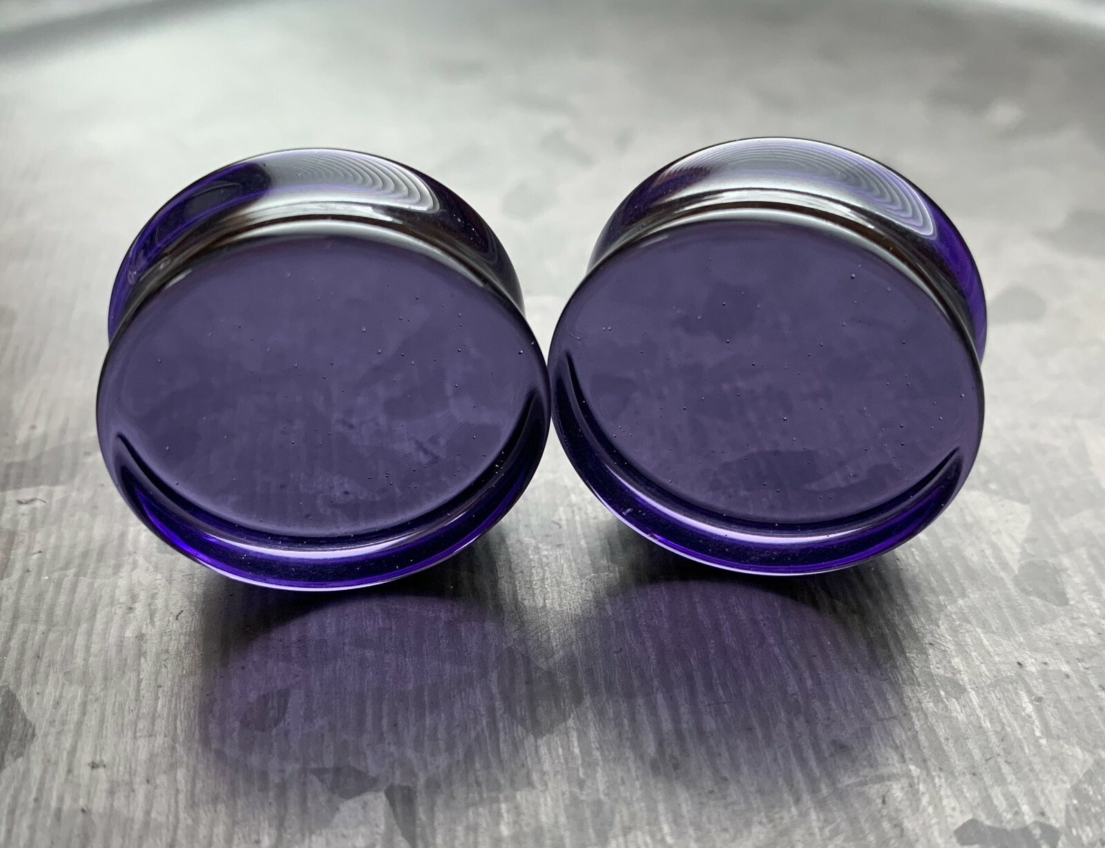 PAIR Flat Glass Double Flare Plugs Gauges Earlets Body Jewelry