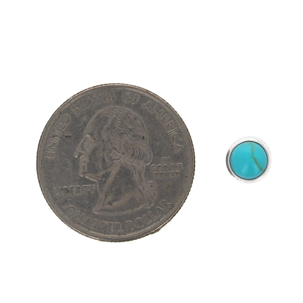 Turquoise Studs, Sterling Silver, Small Round Post Earrings, Second Hole, Mini T