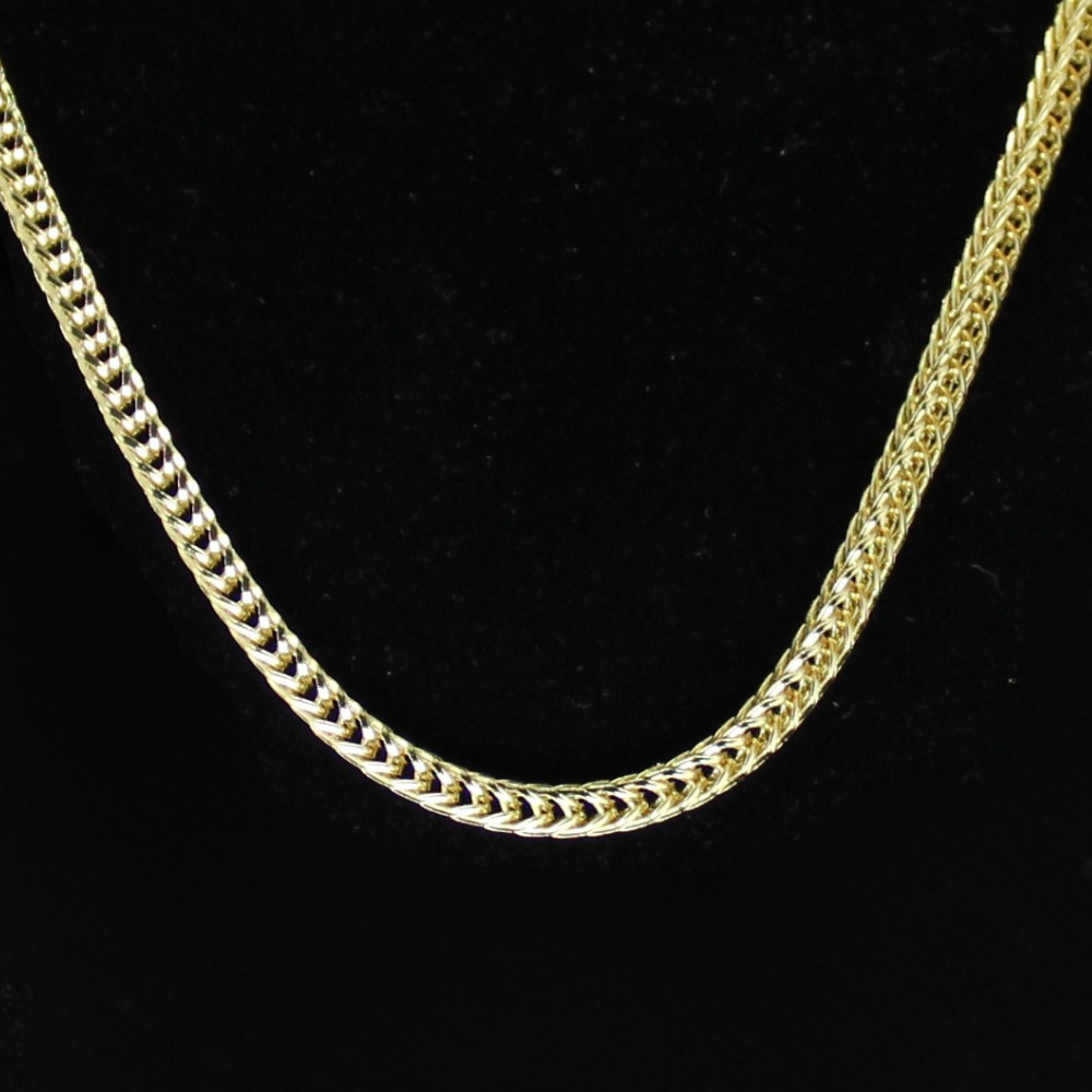 Mens 24″ Franco 3mm 14k Gold Plated Necklace Hip Hop Jewelry High Quality