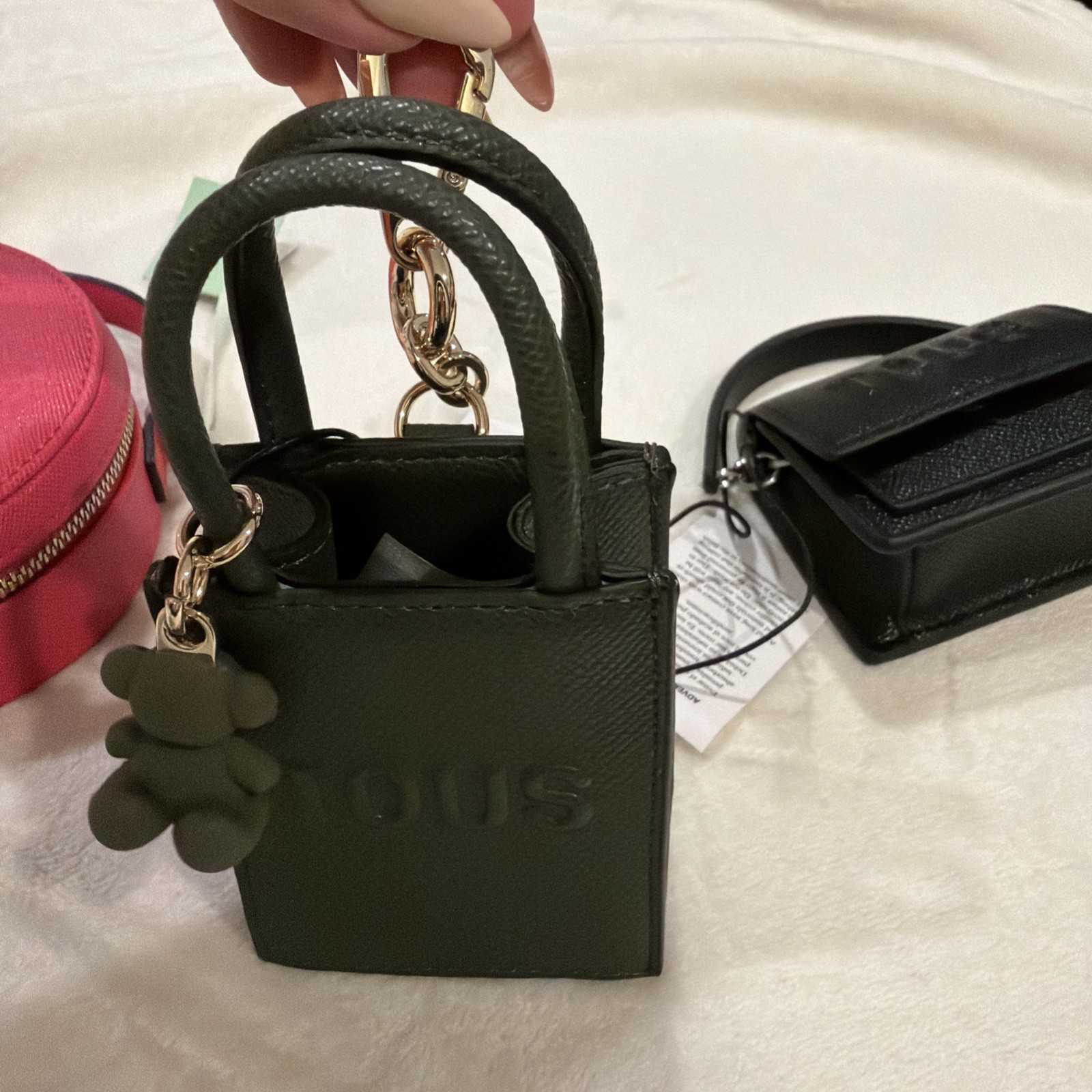 TOUS 2 Charm Bag Accessories Chain Handbags and 1 Tous Rounded Jewelry Case!