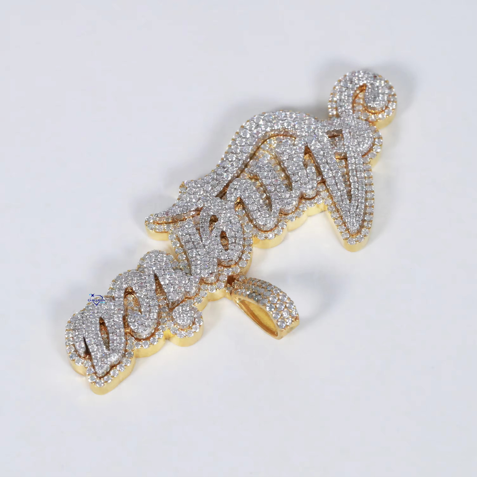 5.30Ct Round Cut Moissanite Men’s Custom Letter Pendant 14K Two-Tone Gold Plated