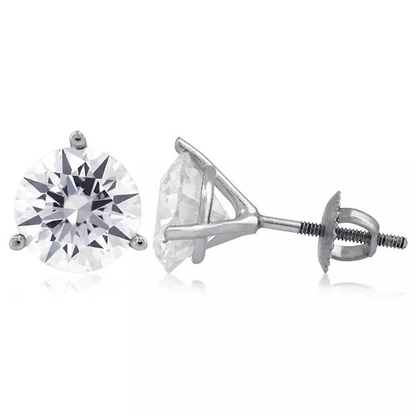 Solid 14K White Gold Stud Earrings Classic 1.11 CT Round Natural Diamond F SI1