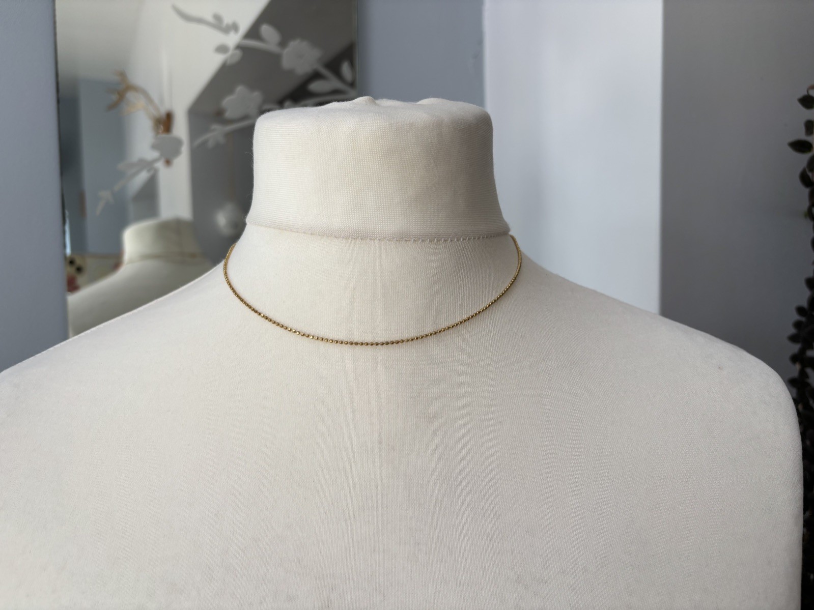 UNOAERRE 18K Solid Yellow Gold Ball Chain Necklace 3.66g 750 Italian * 1 AR