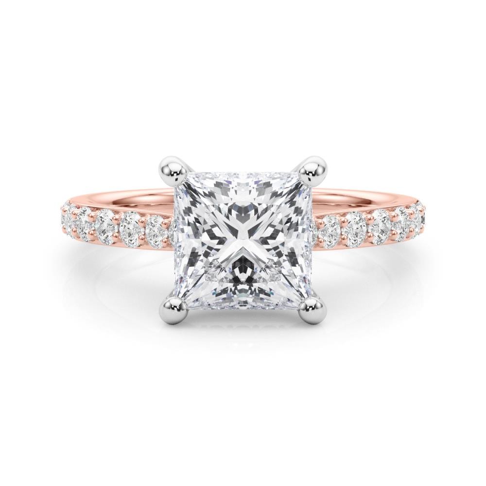 VS F 1.35-3.65Ct Princess Cut Hidden Halo Engagement Ring Lab Grown Diamond Gold