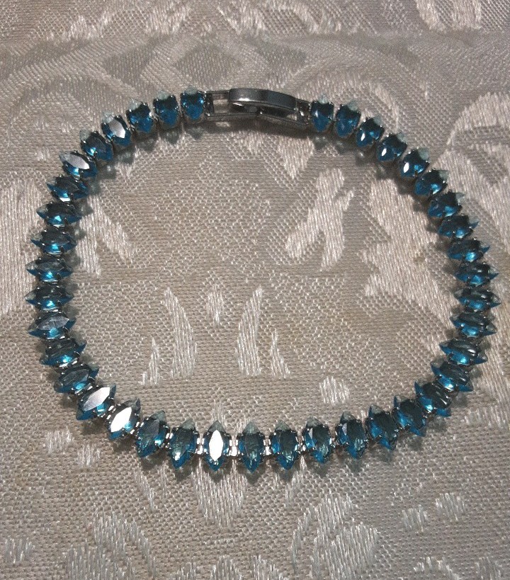 10 ctw simulated swiss blue topaz marquise cut stones tennis bracelet