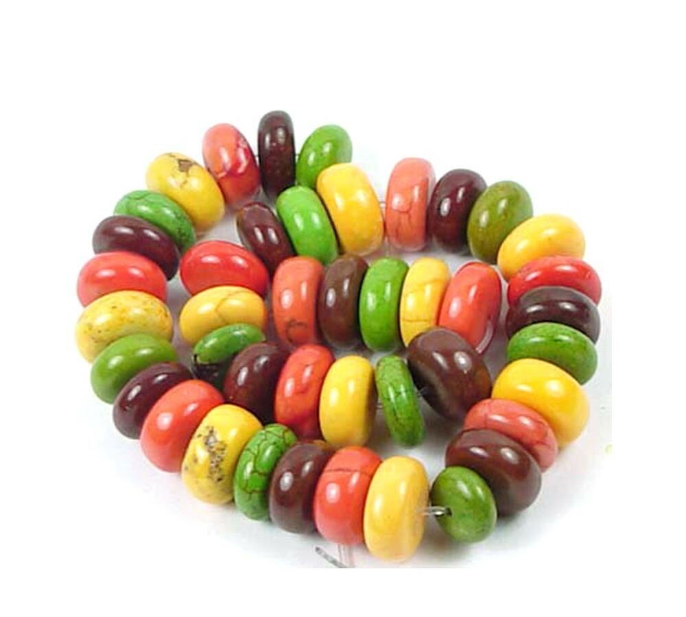 10x4mm Autumn Maple Howlite Turquoise Heishi Rondelle Beads 8″