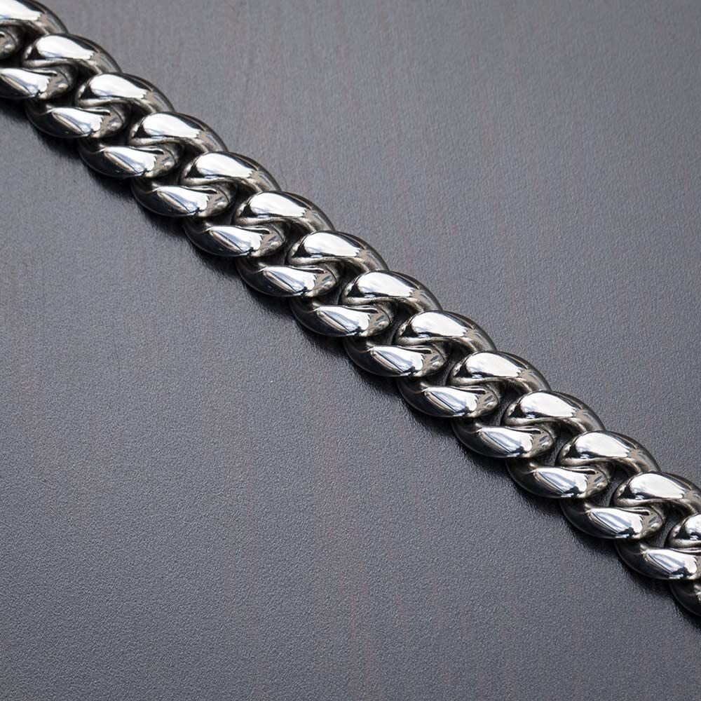 Men’s Heavy Silver Miami Cuban Link Bracelet Chain Stainless Steel 8mm-14mm