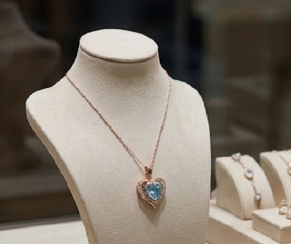 4ct Heart Simulated Aquamarine/CZ Pendant Necklace Women’s 14k Rose Gold Plated