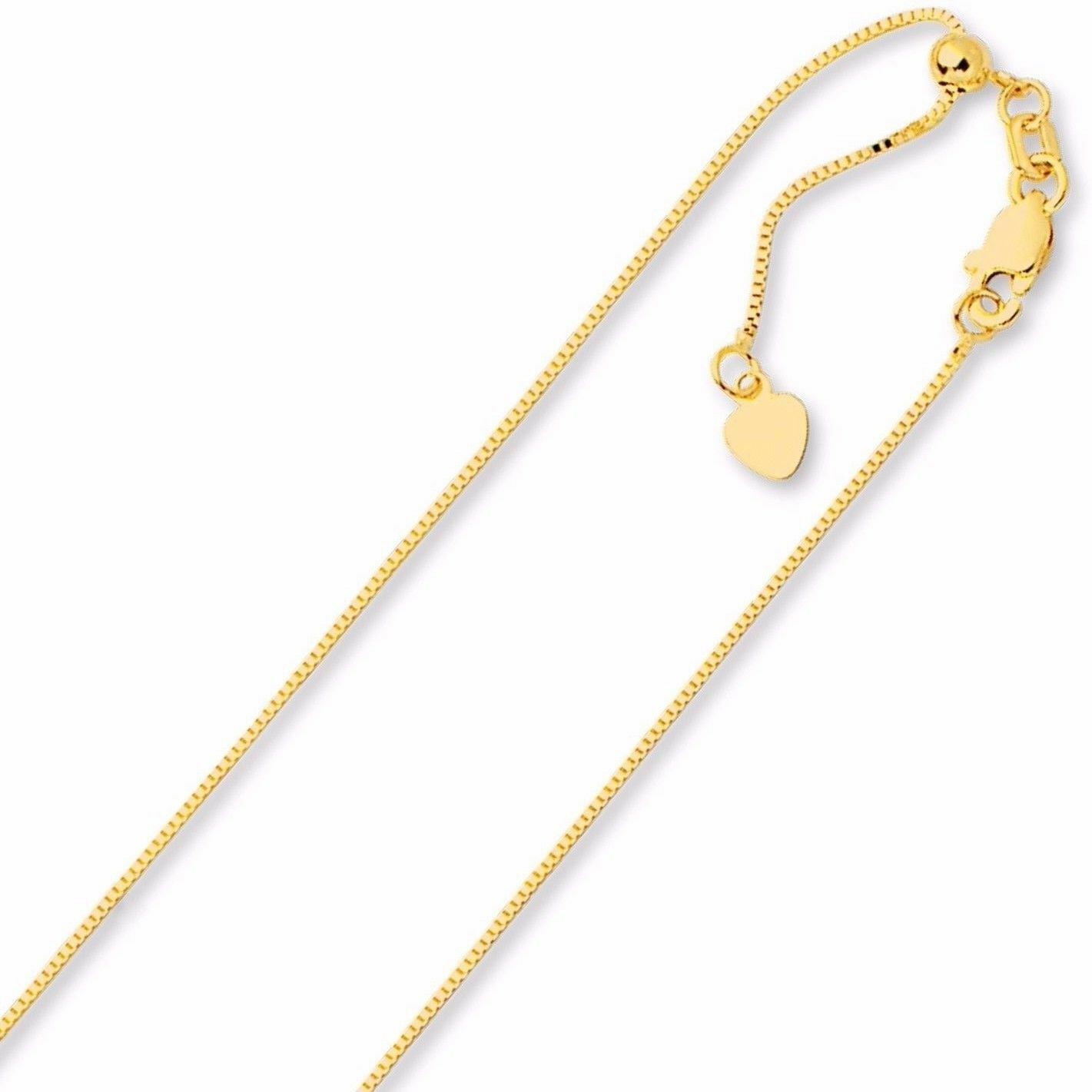 .70mm Solid Adjustable Box Chain Necklace REAL 14K Yellow Gold Up To 22″ 2.2gr