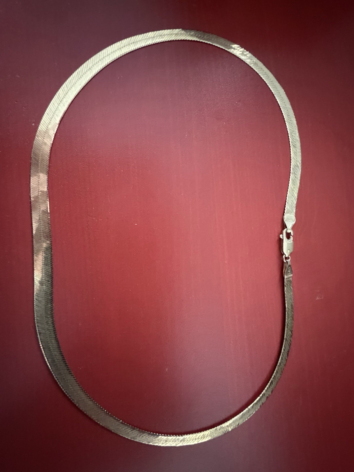 Vintage 10K Yellow Gold Aurafin Herringbone Chain Necklace 17” 8g Italy Textured