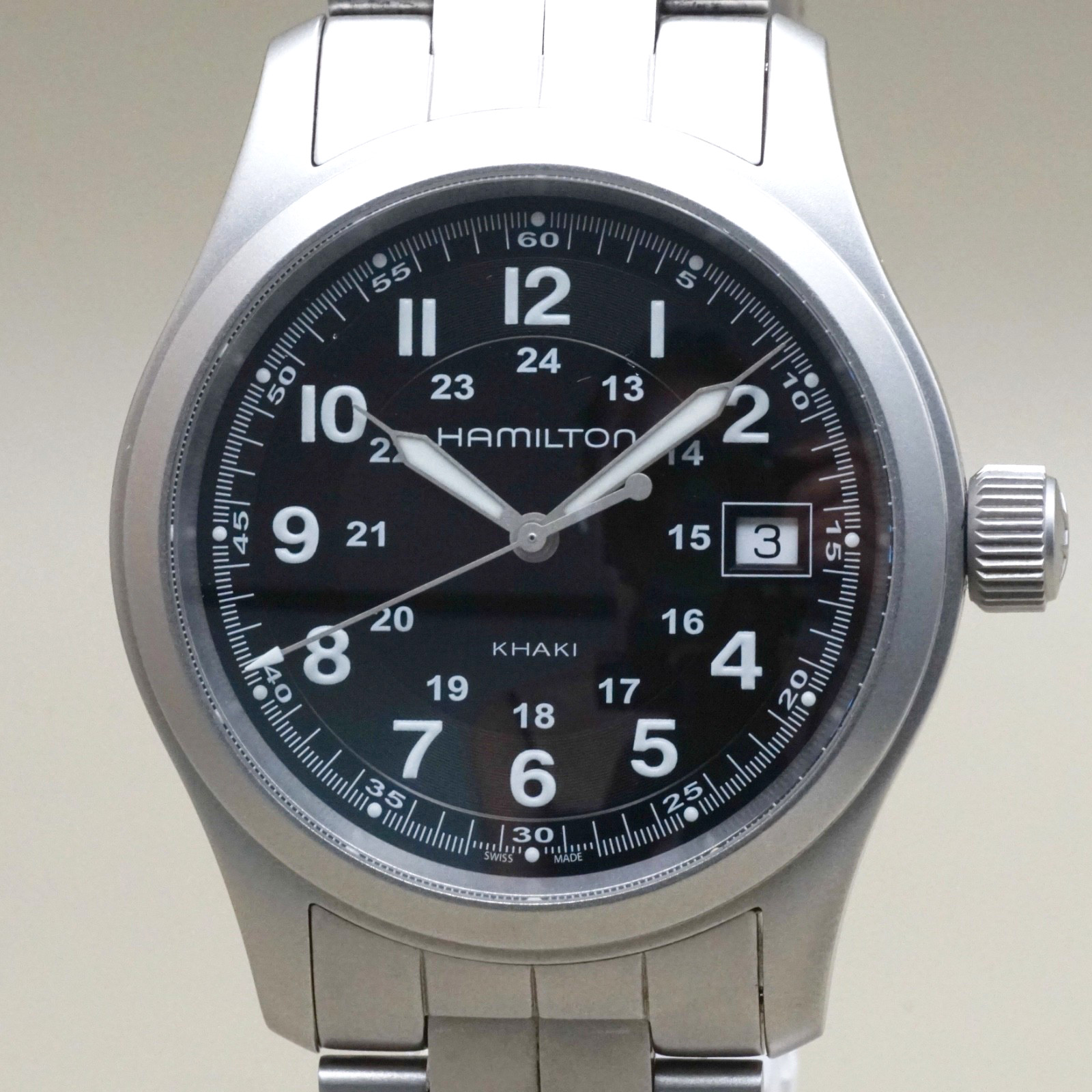 Hamilton Khaki Field H682011 Quart Men’s Watch 38mm Black Dial Date From JAPAN