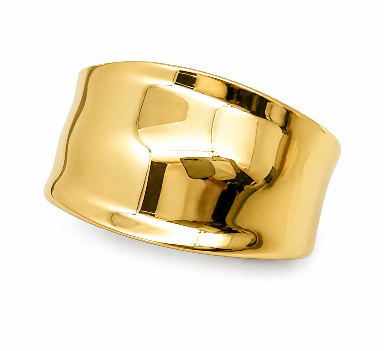 Solid 18K Yellow Gold Cigar Ring, Gold Dome Ring 13mm Sizes 5 – 12