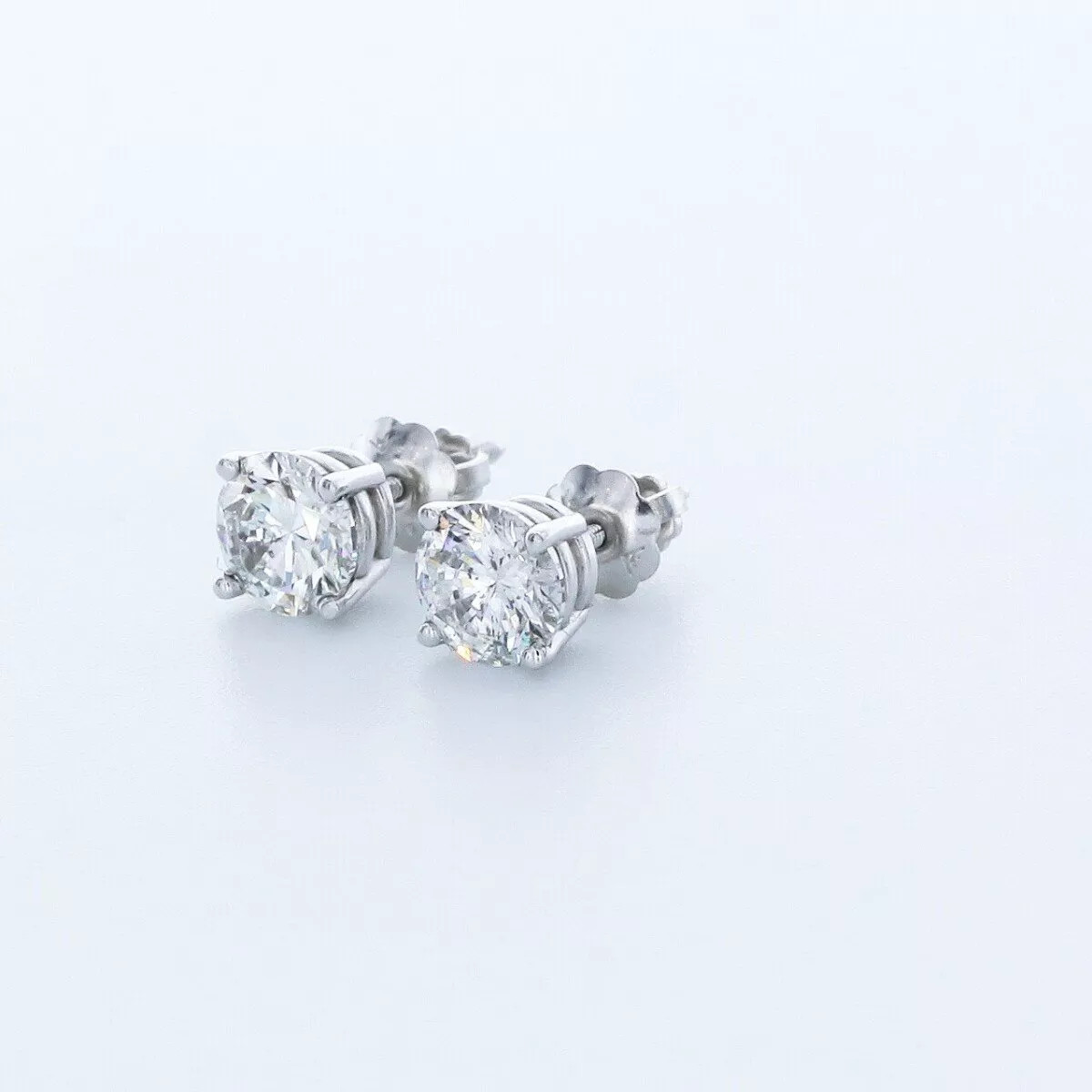 Stud Earrings Solid 14K White Gold Classic 0.50 CT Round Natural Diamond G VS2