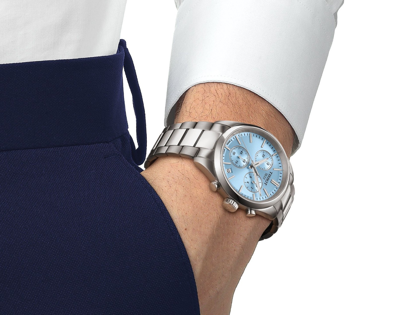 Tissot PR 100 Chronograph Quartz Ice Blue Dial Men Watch T150.417.11.351.00