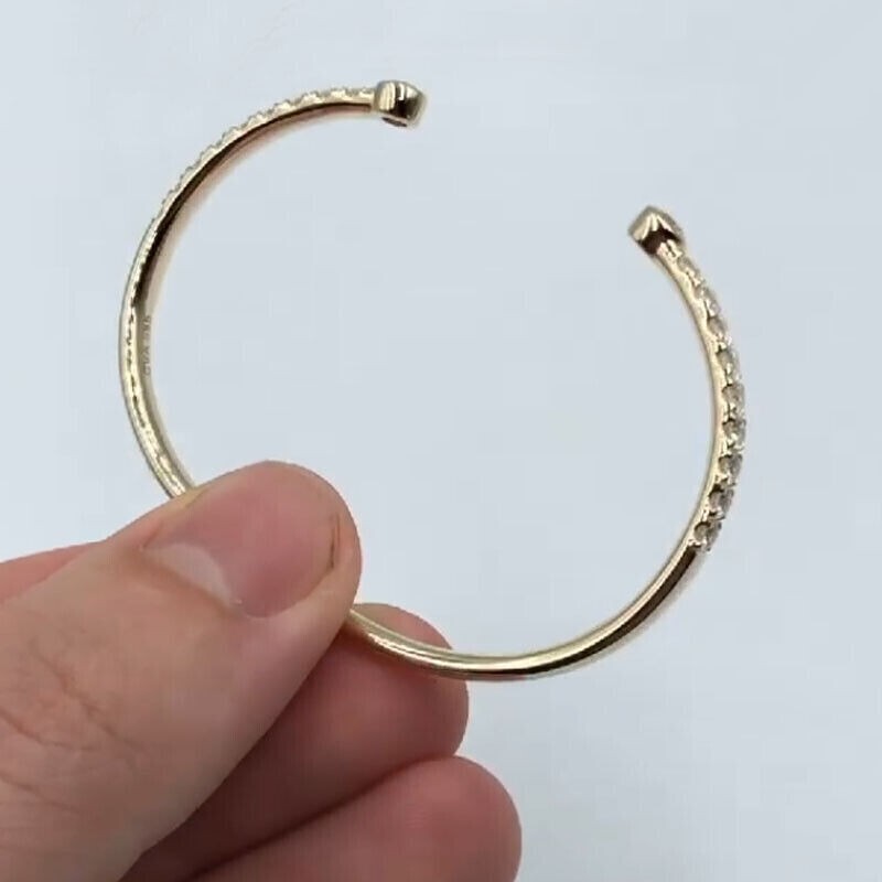 3CtRound Lab Created Diamond Women’s Cuff Bangle Bracelet 14K Yellow Gold Finish