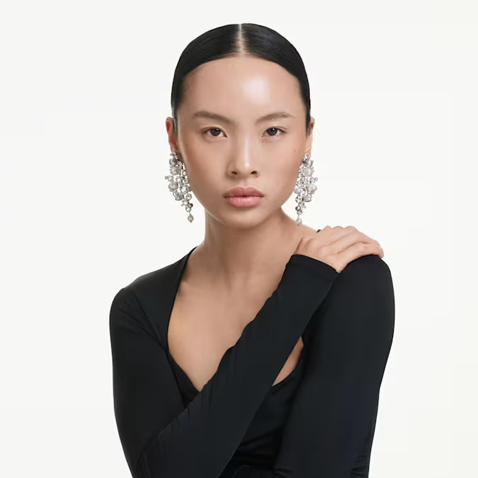 Swarovski Constella Earrings Mixed cut， rhodium plated