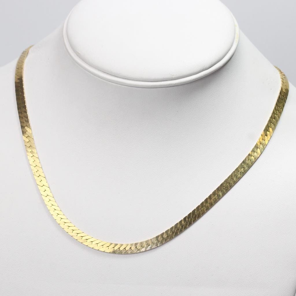 Men&Women’s Solid 18K Yellow Gold Filled 3mm wide Herringbone Chain Necklace J14