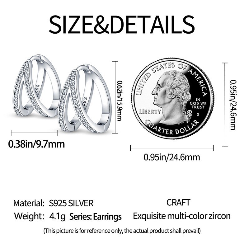 PANDACH 925 Sterling Silver Tiny Double Hoop Circle Earrings Earrings For Women