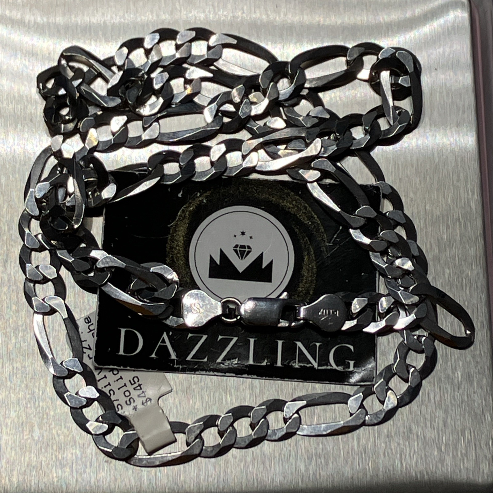 925 Sterling Silver Italy Solid Figaro Chain 27.5grams 7.6mm 24” New wit Tag