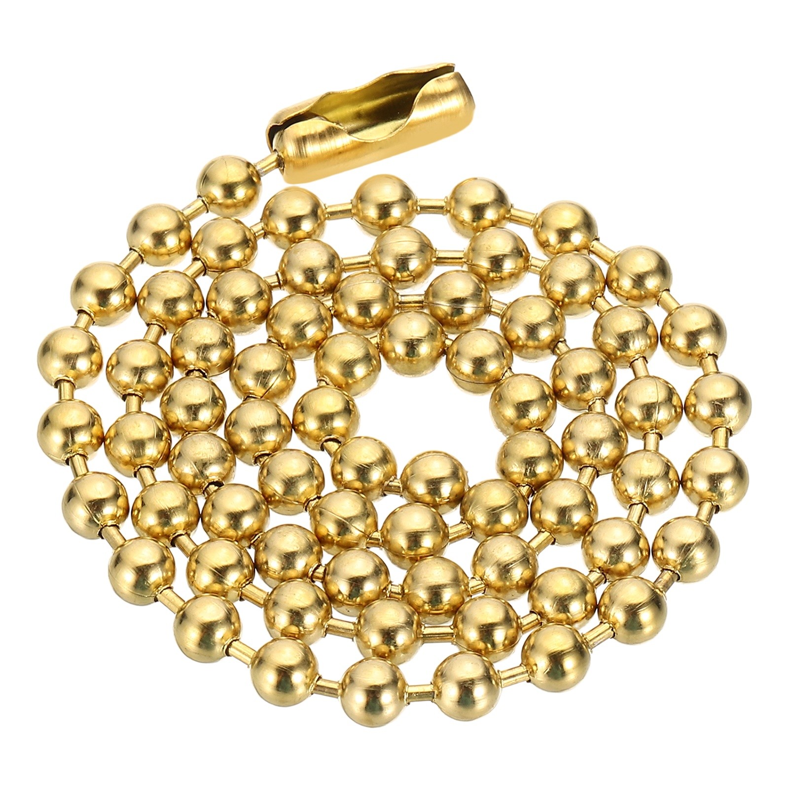 Beaded Chain Necklace, 5 mm Bead Ball, 24 Inch , Gold
