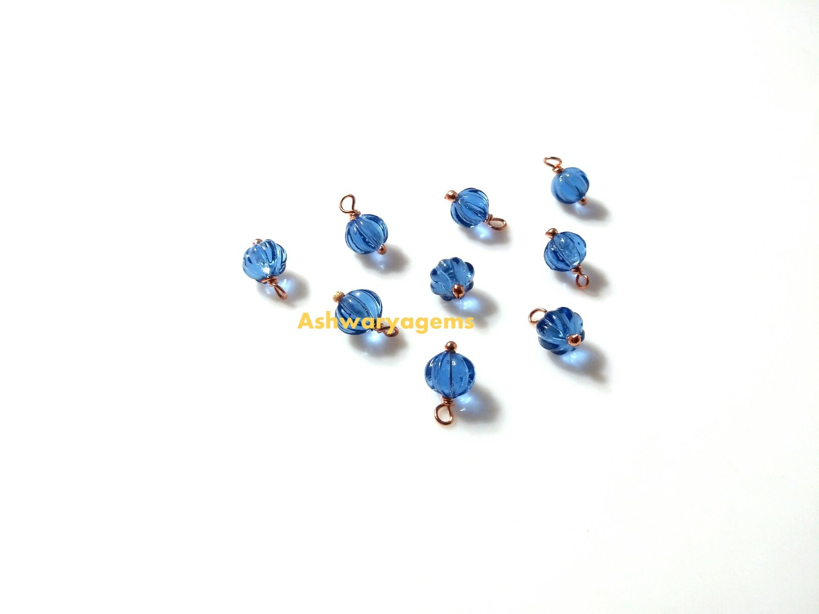 Tanzanite Color Lab-Created Watermelon Carved Rose Gold Wire Wrapped 50 PECS
