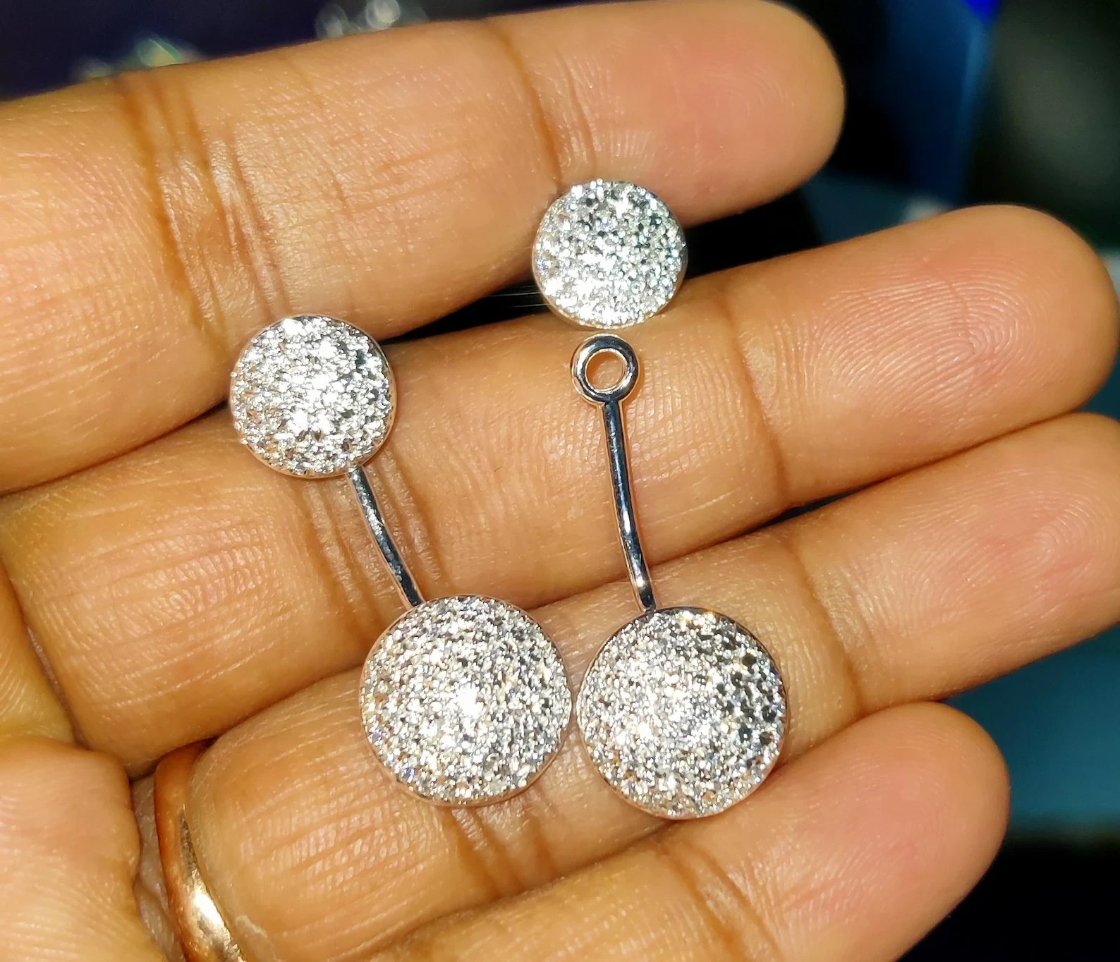 2Ct Round Cut Simulated Diamond Drop Hoop Earrings 925 White Sterling Silver