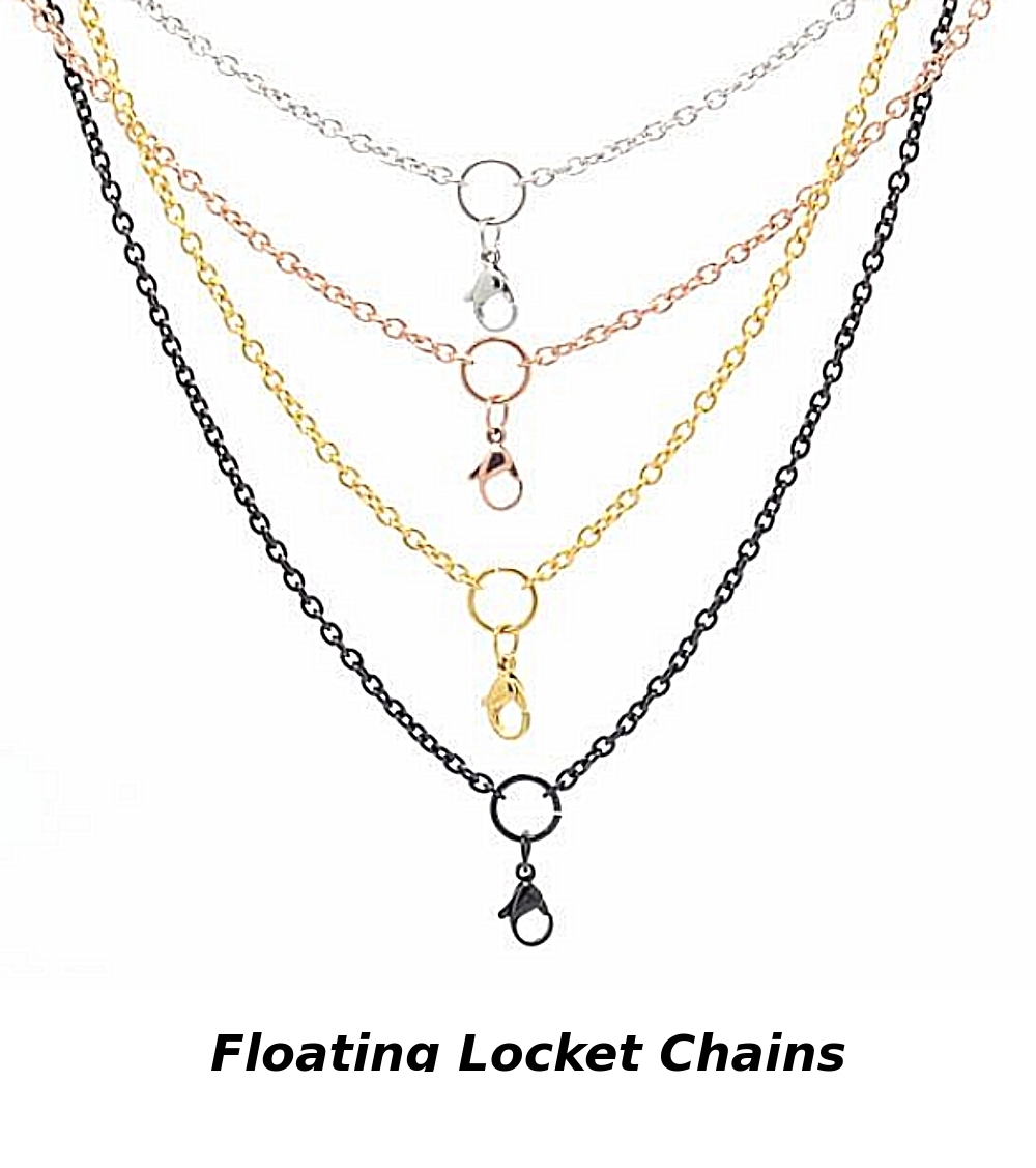 316L Stainless Steel Waterproof Floating Memory Locket Necklace Toggle Chain