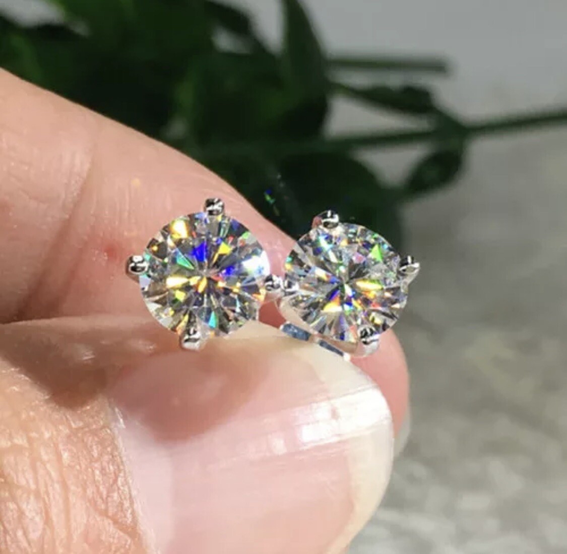 4.00 Ct Round Cut VVS1/D Lab Created Solitaire Stud Earrings 14K White Gold 8mm