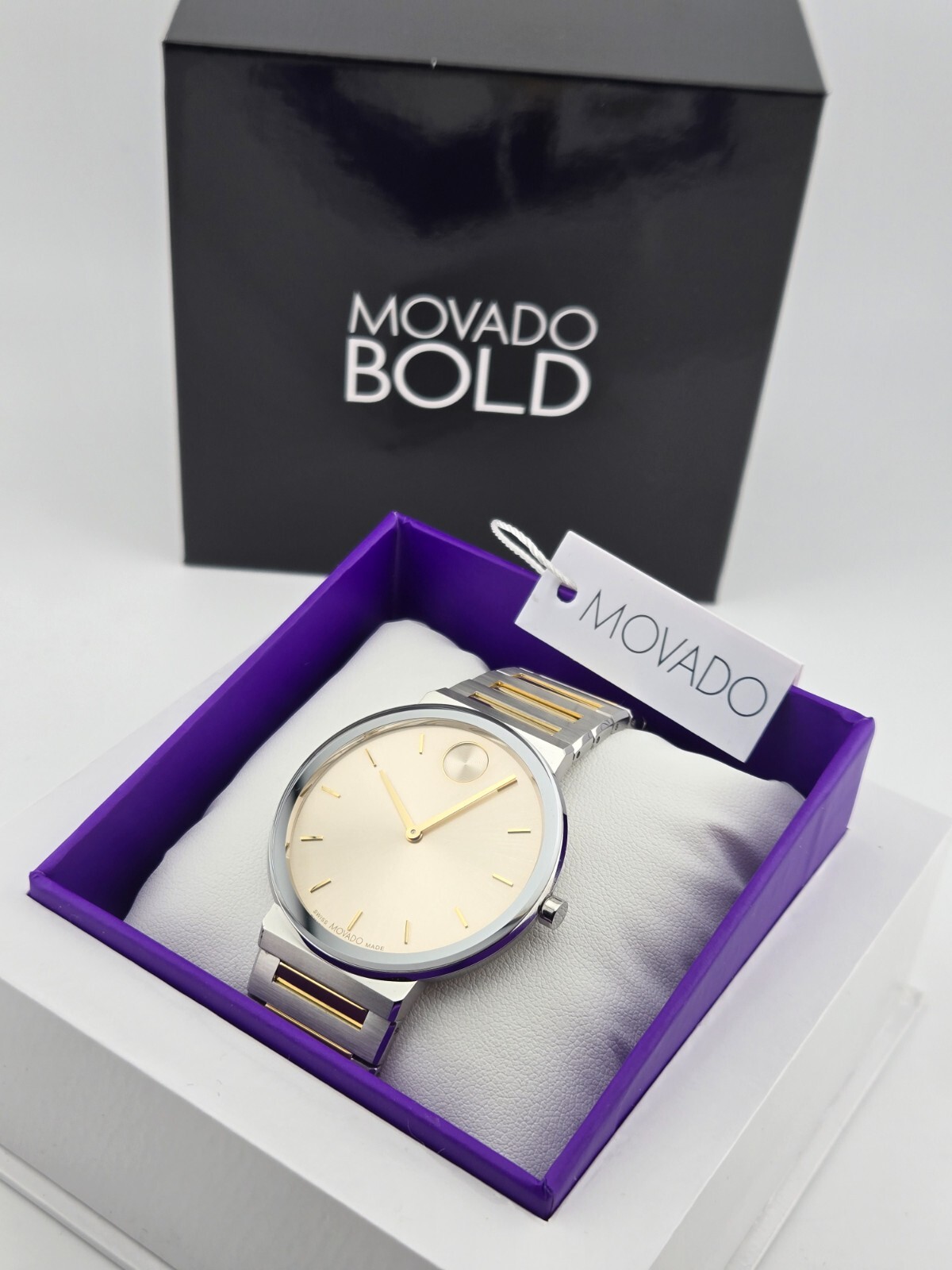$795 MSRP | Movado Bold Horizon Taupe Dial Two Tone Men’s Watch – 3601075