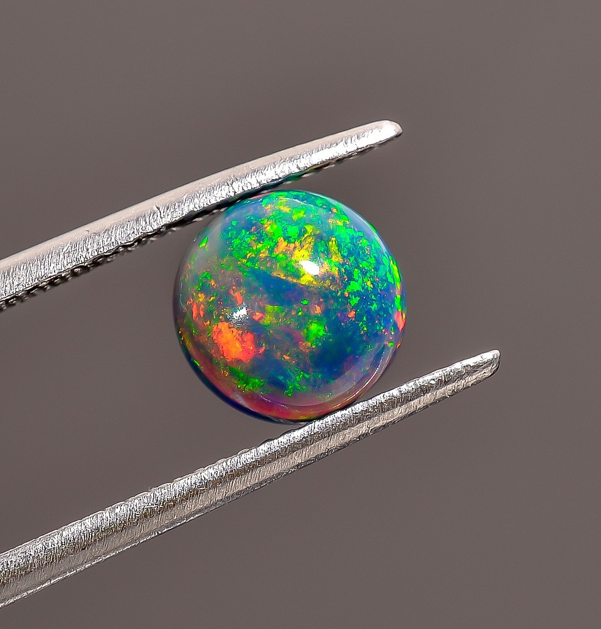 1.35 Ct Natural Black Ethiopian Opal Cabs Round Shape Loose Gemstone 7X7X4 mm