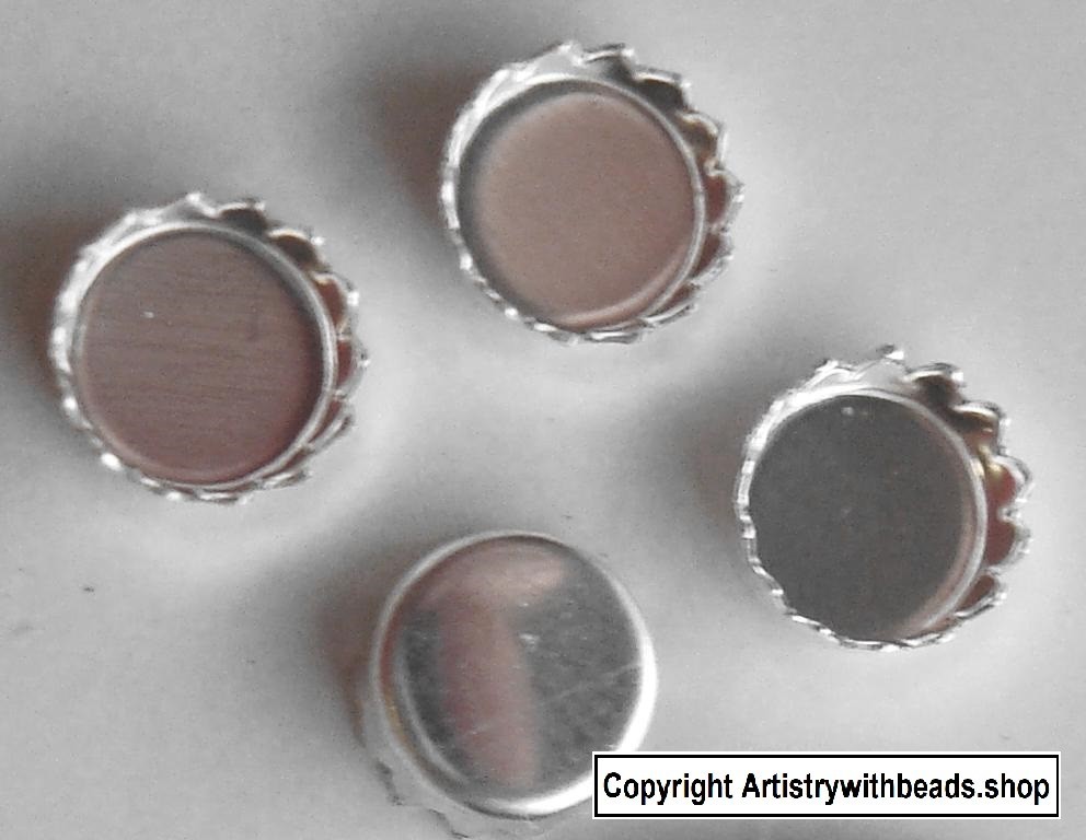 Sterling Silver 5mm Bezel cups 4 round machine made serrated edge bezels BC005S