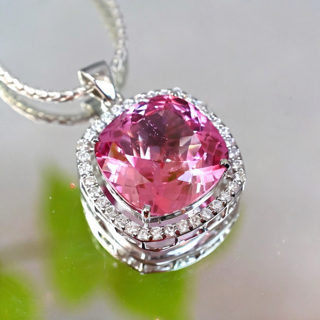 25 Ct Natural Padparadscha Sapphire Gemstone Pendant – 925 Sliver Jewelry