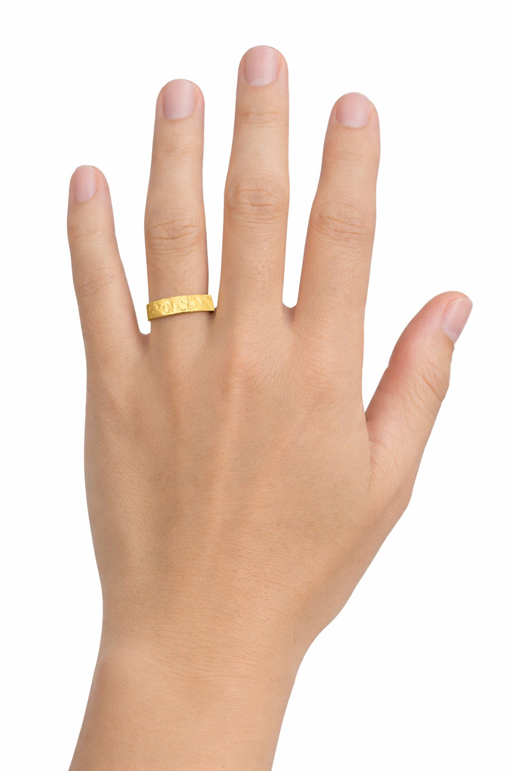 Solid 18K Yellow Gold Hammered Ring Band Handmade Deep, 6mm, Sizes 3 – 12