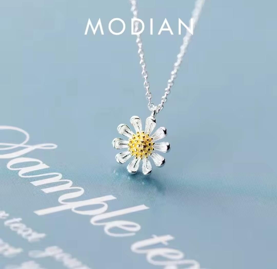 MODIAN🌼Chrysanthemum Pendant Necklace | 925 Sterling Silver Adjustable Chain