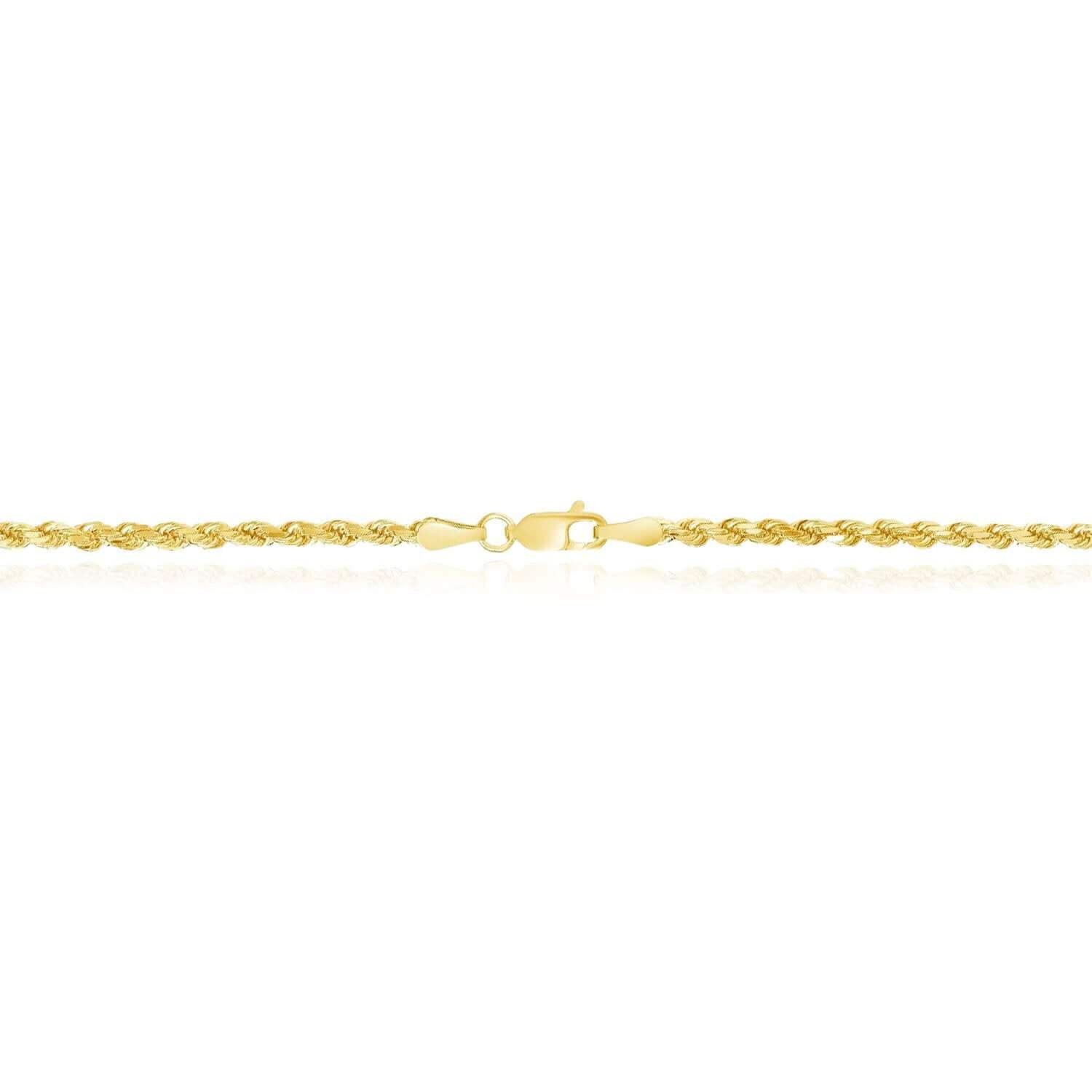 18K Yellow Gold 2.5mm Diamond-Cut Rope Chain (Solid Links) 16″-26″