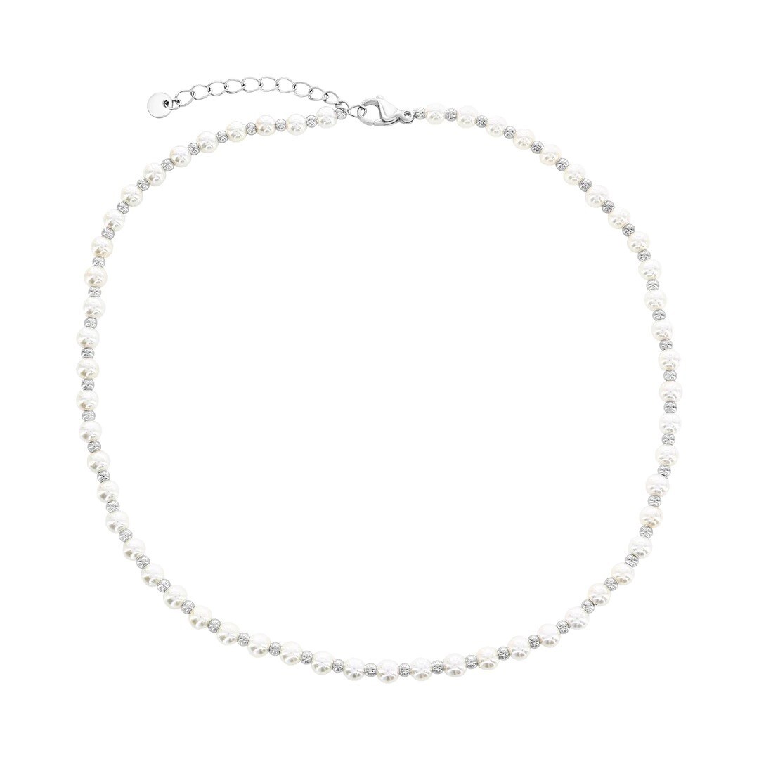 Freshwater Pearl Choker Style Necklace With Bead Ball Chain Choker Necklace