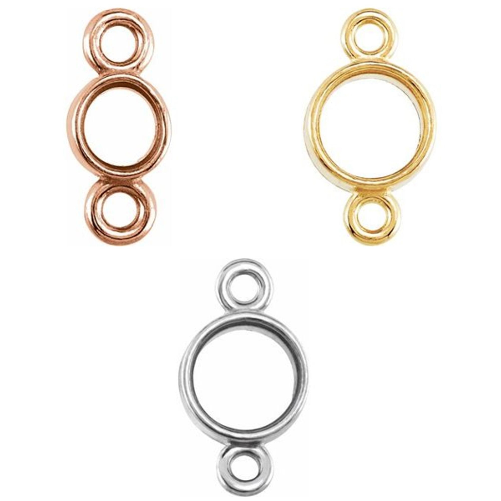 14K Gold Round Micro Bezel Set Link Connector Setting Unset Stone Mount 1.5-4mm