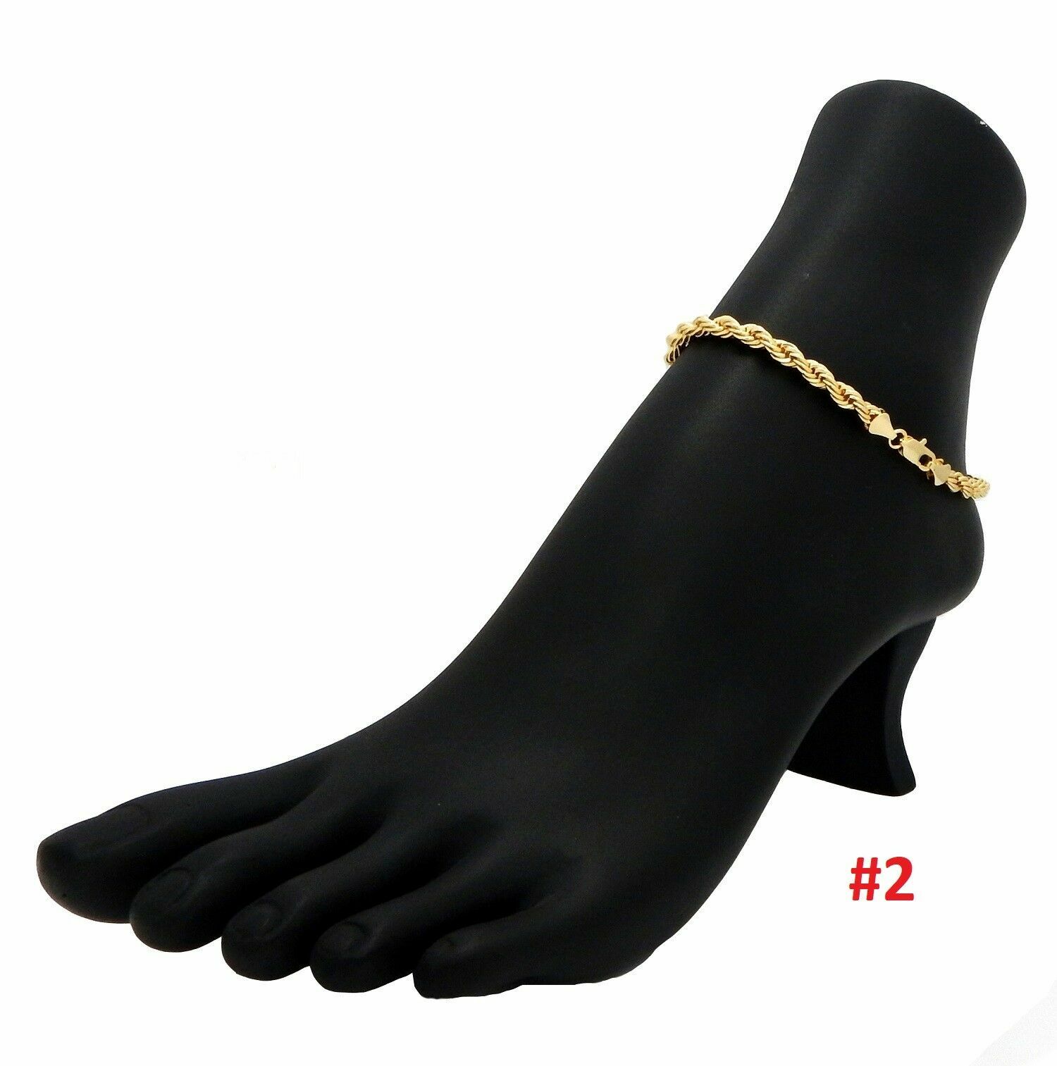 CUBAN CURB LINK CHAIN ROPE MARINER ANKLET ANKLE BRACELET 14K ITALY GOLD PLATED