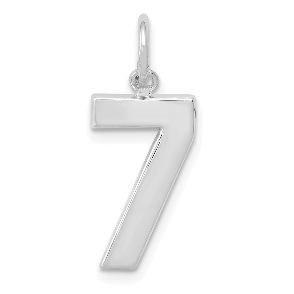 14k White Gold Medium Polished Number 7 Charm Pendant 0.76gm L-17.75mm