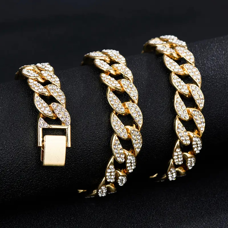 14MM 18K Gold Plated Heavy Iced A+++ CZ Out Miami Cuban Link Bracelet Or Chain