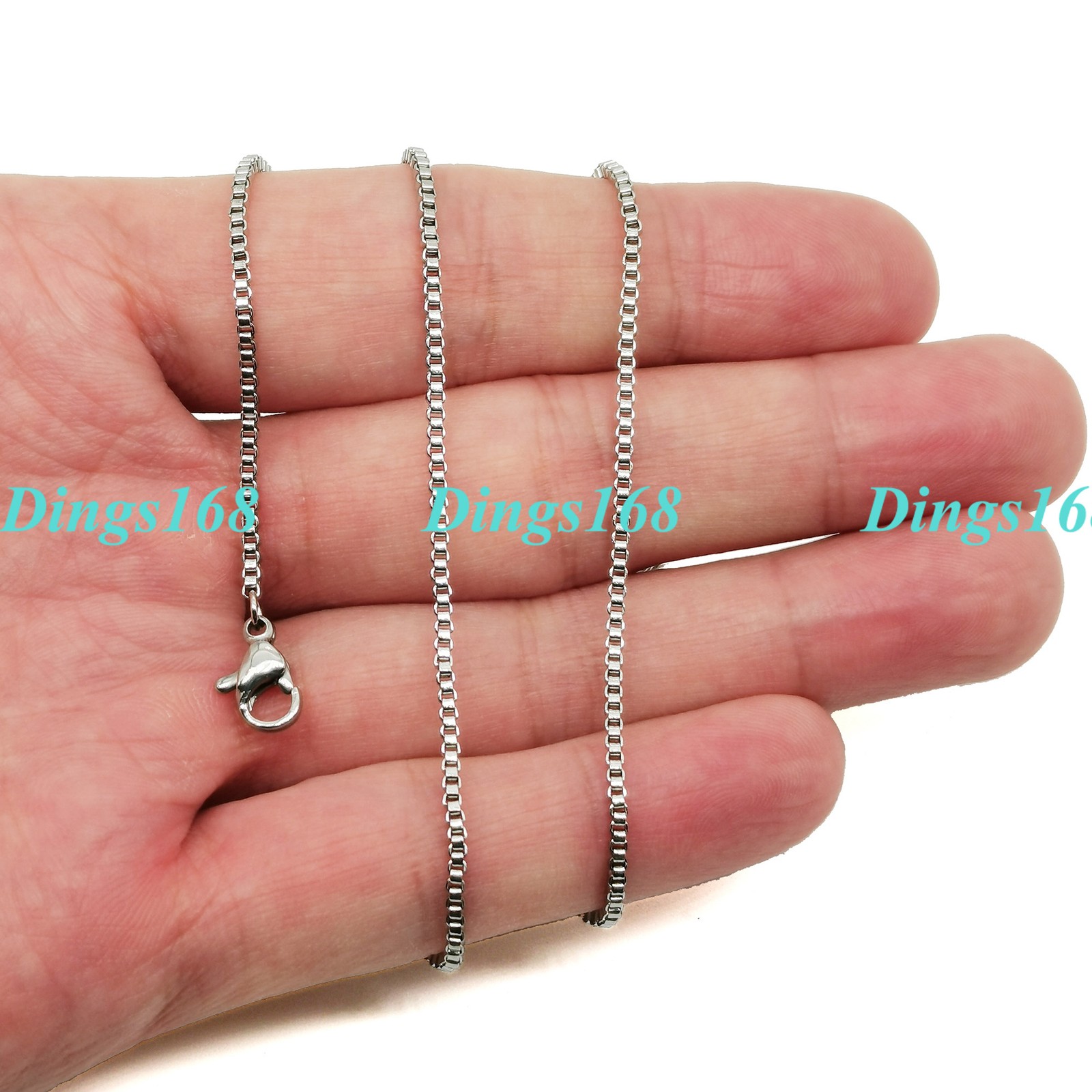 Designer Inspired Real 18K White Gold Filled 1.5mm wide Box Chain Necklace C048W