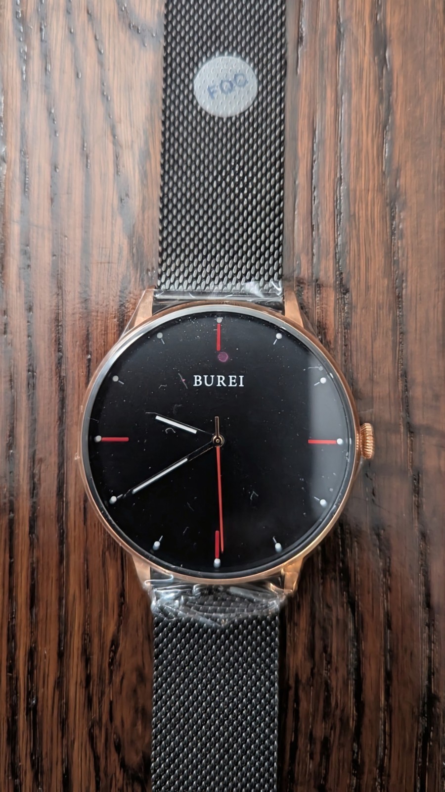 Burei S-19006M Men’s Black Stainless Steel Analog Dial Quartz Wrist Watch FRY74